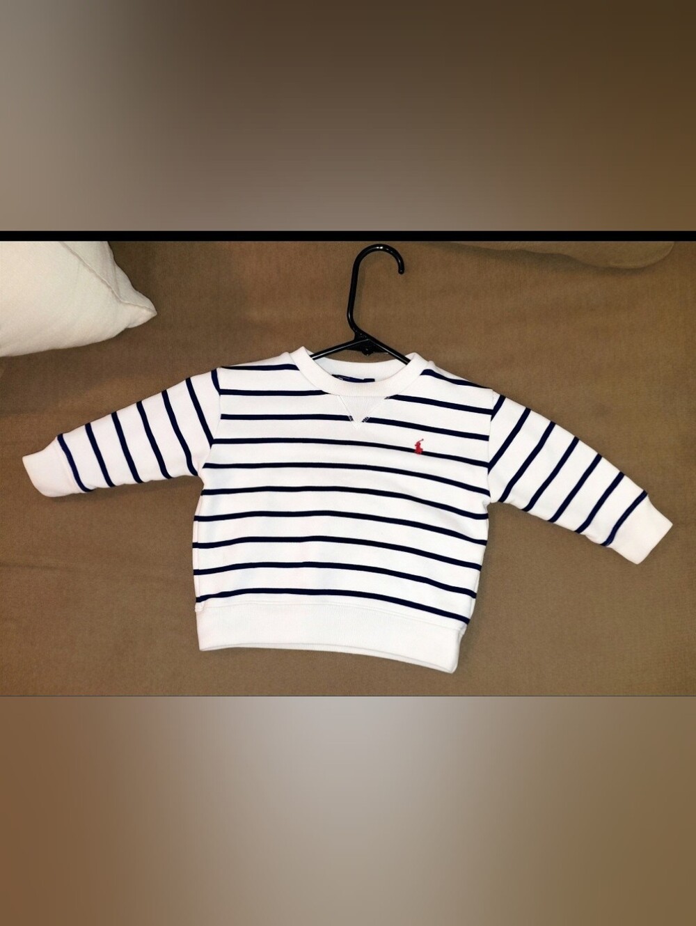 Polo by Ralph Lauren Boys' White Navy Stripe Sweater Size 12 Months